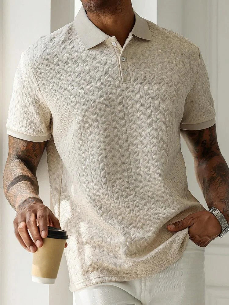 Lurenne | Men’s Jacquard Polo Shirt – Refined Texture and Modern Comfort