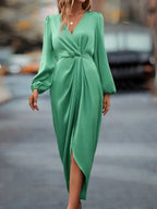 Lurenne | Satin Maxi Dress – Refined Draping and Timeless Evening Elegance