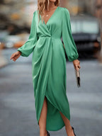 Lurenne | Satin Maxi Dress – Refined Draping and Timeless Evening Elegance