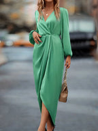 Lurenne | Satin Maxi Dress – Refined Draping and Timeless Evening Elegance