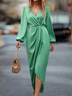 Lurenne | Satin Maxi Dress – Refined Draping and Timeless Evening Elegance
