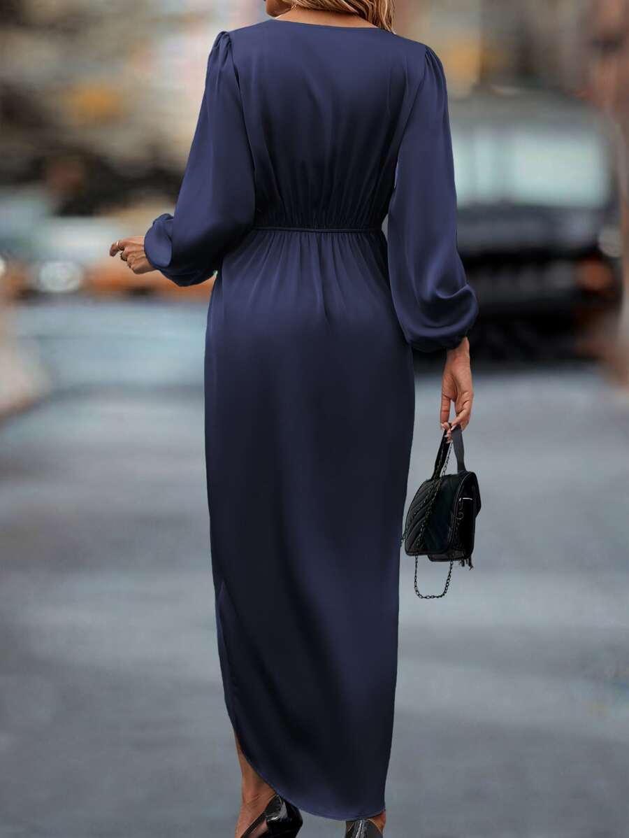 Lurenne | Satin Maxi Dress – Refined Draping and Timeless Evening Elegance