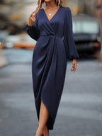 Lurenne | Satin Maxi Dress – Refined Draping and Timeless Evening Elegance