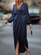 Lurenne | Satin Maxi Dress – Refined Draping and Timeless Evening Elegance