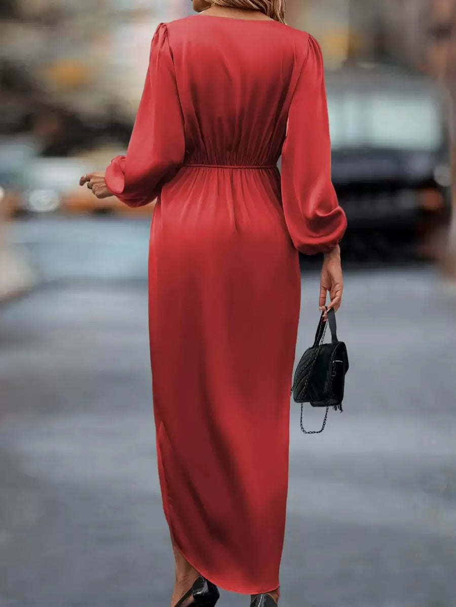 Lurenne | Satin Maxi Dress – Refined Draping and Timeless Evening Elegance