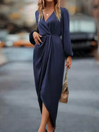 Lurenne | Satin Maxi Dress – Refined Draping and Timeless Evening Elegance