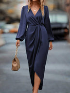 Lurenne | Satin Maxi Dress – Refined Draping and Timeless Evening Elegance