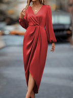 Lurenne | Satin Maxi Dress – Refined Draping and Timeless Evening Elegance