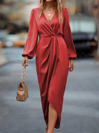 Lurenne | Satin Maxi Dress – Refined Draping and Timeless Evening Elegance