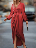 Lurenne | Satin Maxi Dress – Refined Draping and Timeless Evening Elegance
