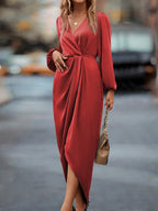 Lurenne | Satin Maxi Dress – Refined Draping and Timeless Evening Elegance