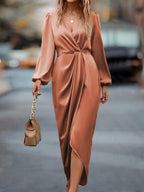 Lurenne | Satin Maxi Dress – Refined Draping and Timeless Evening Elegance