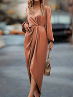 Lurenne | Satin Maxi Dress – Refined Draping and Timeless Evening Elegance