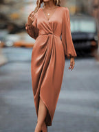 Lurenne | Satin Maxi Dress – Refined Draping and Timeless Evening Elegance
