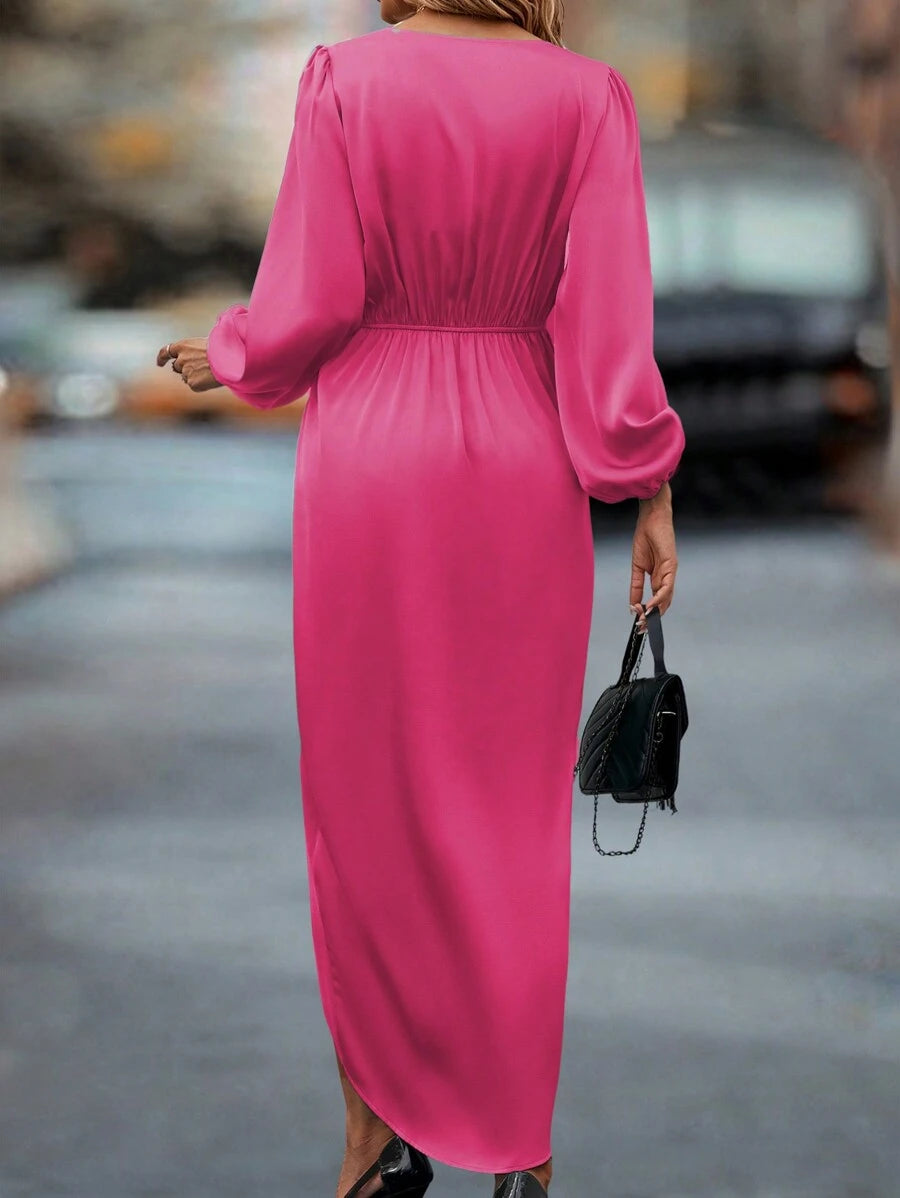 Lurenne | Satin Maxi Dress – Refined Draping and Timeless Evening Elegance