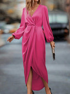 Lurenne | Satin Maxi Dress – Refined Draping and Timeless Evening Elegance