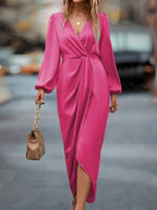 Lurenne | Satin Maxi Dress – Refined Draping and Timeless Evening Elegance