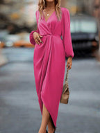 Lurenne | Satin Maxi Dress – Refined Draping and Timeless Evening Elegance