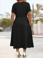 Lurenne | V-Neck Midi Dress – Effortless Grace and Everyday Sophistication