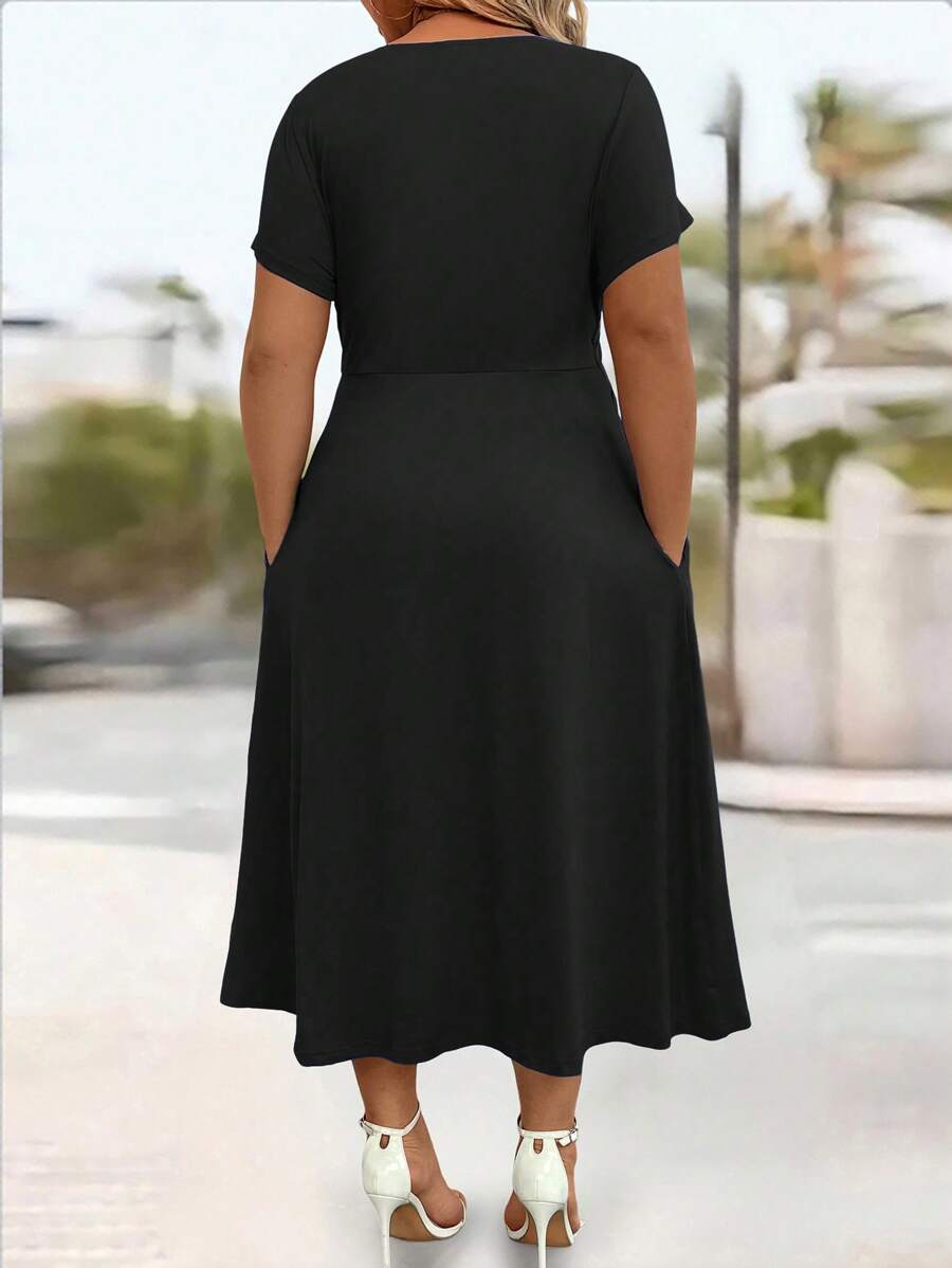 Lurenne | V-Neck Midi Dress – Effortless Grace and Everyday Sophistication