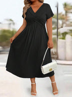 Lurenne | V-Neck Midi Dress – Effortless Grace and Everyday Sophistication