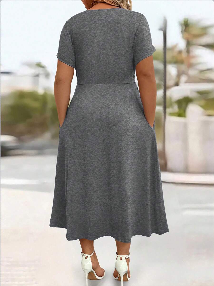 Lurenne | V-Neck Midi Dress – Effortless Grace and Everyday Sophistication