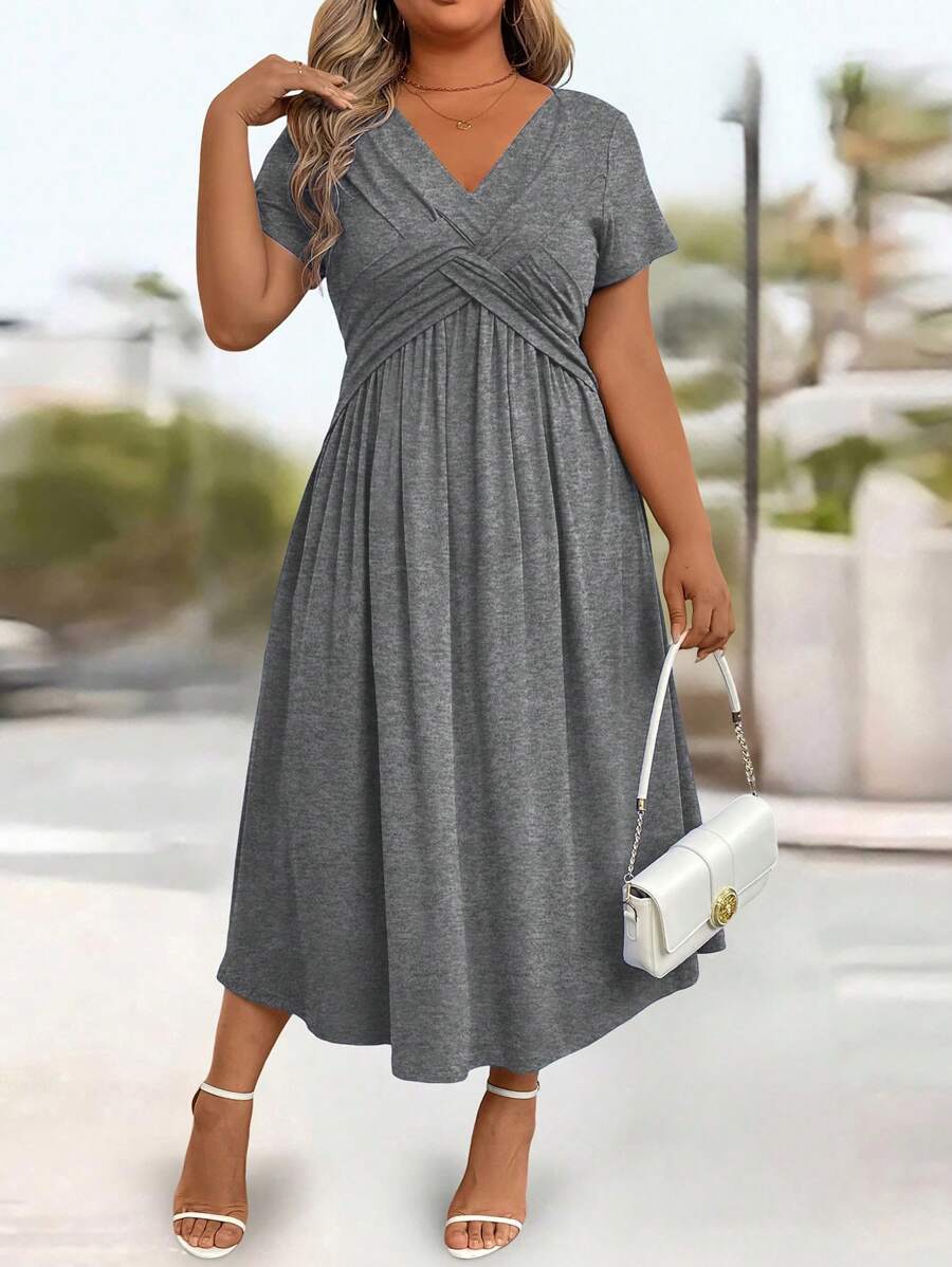 Lurenne | V-Neck Midi Dress – Effortless Grace and Everyday Sophistication