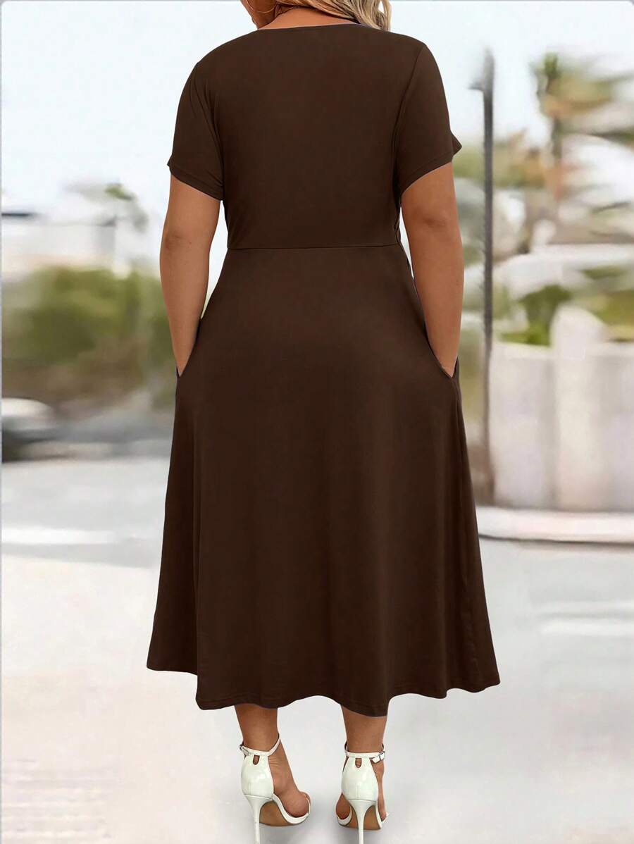 Lurenne | V-Neck Midi Dress – Effortless Grace and Everyday Sophistication