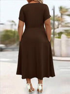 Lurenne | V-Neck Midi Dress – Effortless Grace and Everyday Sophistication