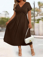 Lurenne | V-Neck Midi Dress – Effortless Grace and Everyday Sophistication