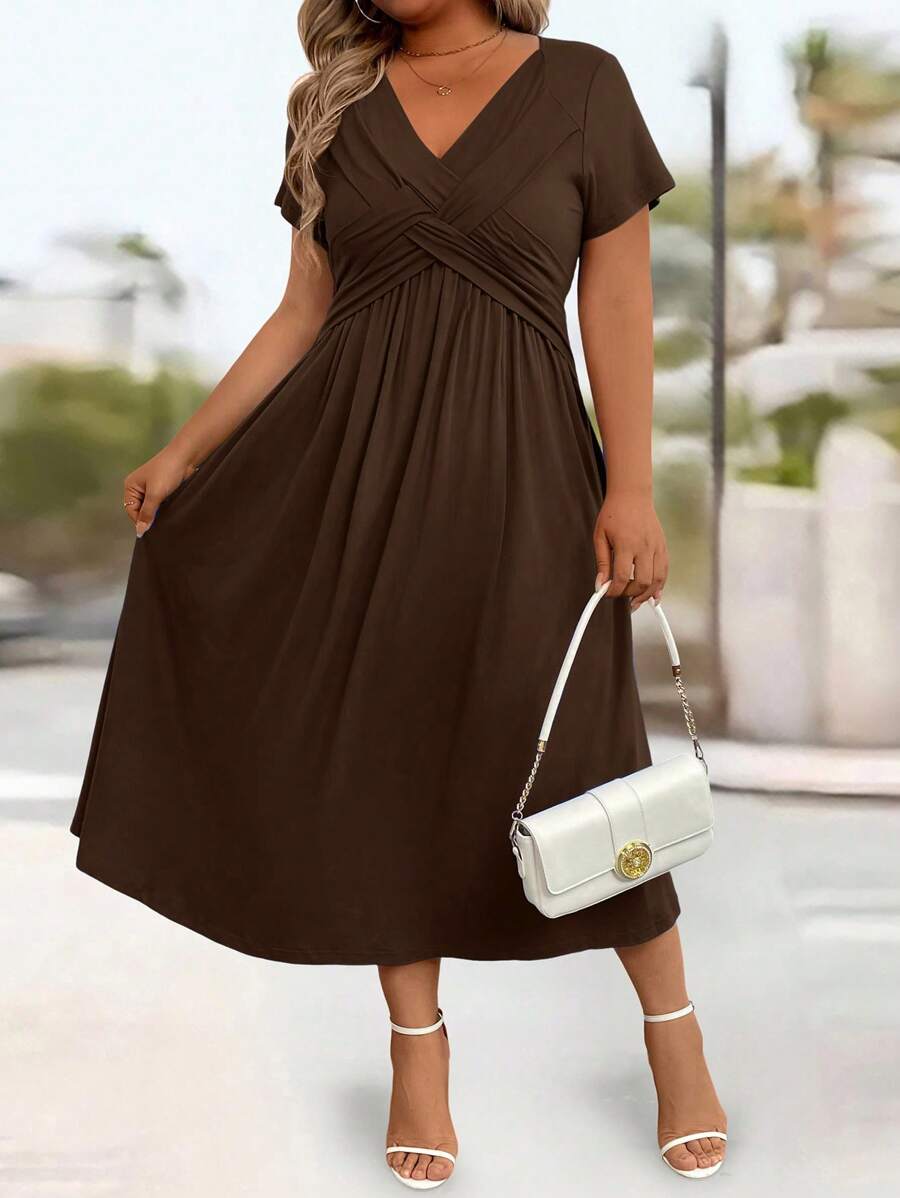 Lurenne | V-Neck Midi Dress – Effortless Grace and Everyday Sophistication