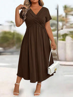 Lurenne | V-Neck Midi Dress – Effortless Grace and Everyday Sophistication