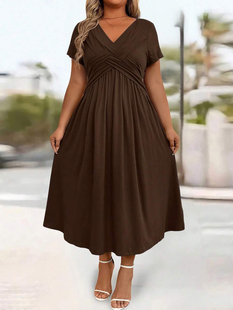 Lurenne | V-Neck Midi Dress – Effortless Grace and Everyday Sophistication