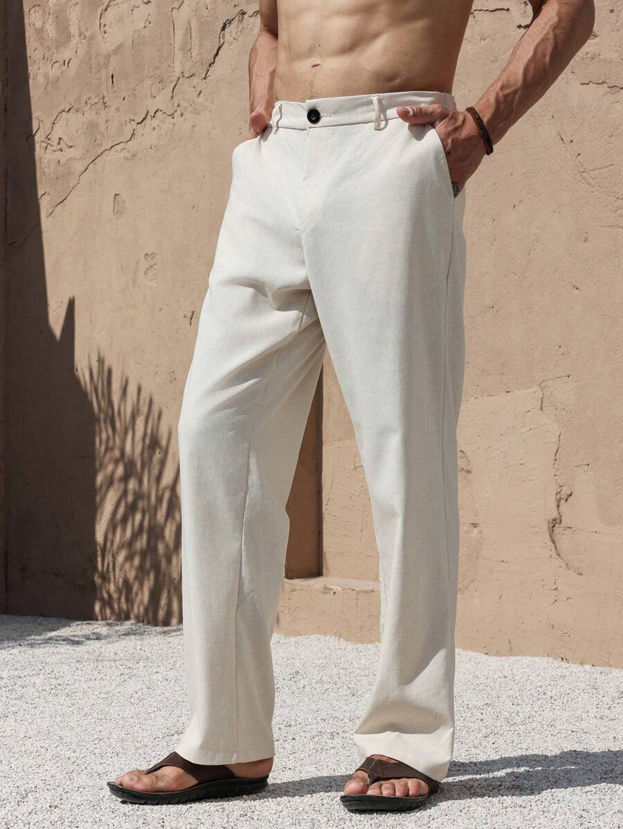 Lurenne | Men’s Beige Linen Pants – Modern Versatility and Relaxed Elegance