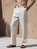 Lurenne | Men’s Beige Linen Pants – Modern Versatility and Relaxed Elegance