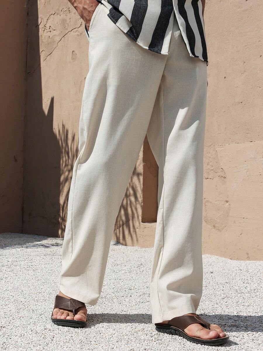 Lurenne | Men’s Beige Linen Pants – Modern Versatility and Relaxed Elegance