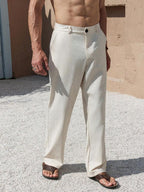 Lurenne | Men’s Beige Linen Pants – Modern Versatility and Relaxed Elegance