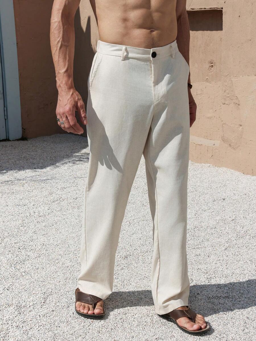 Lurenne | Men’s Beige Linen Pants – Modern Versatility and Relaxed Elegance