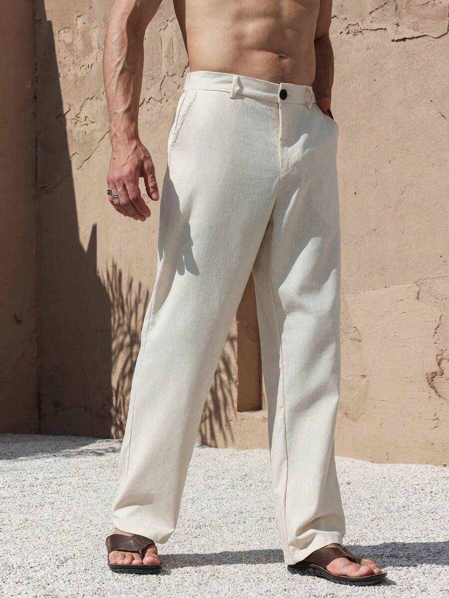 Lurenne | Men’s Beige Linen Pants – Modern Versatility and Relaxed Elegance