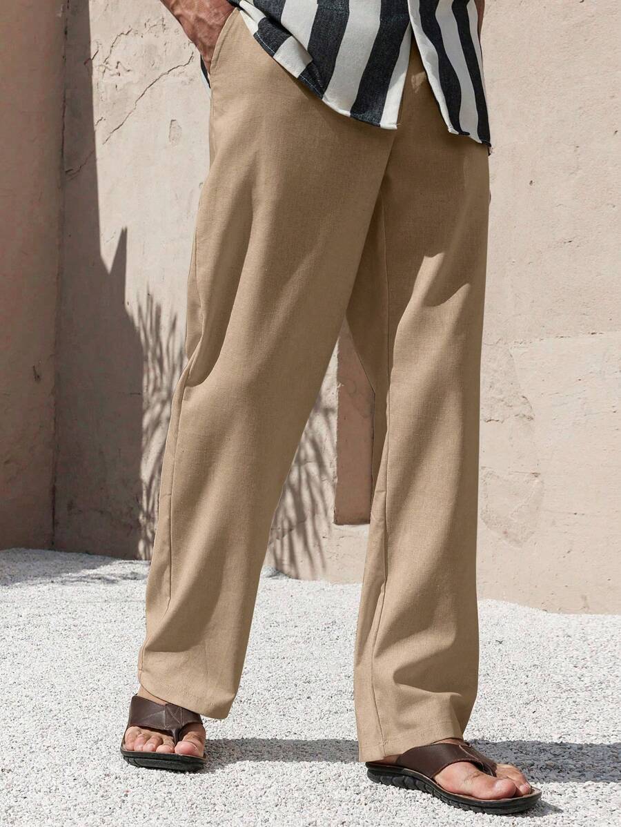 Lurenne | Men’s Beige Linen Pants – Modern Versatility and Relaxed Elegance
