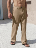 Lurenne | Men’s Beige Linen Pants – Modern Versatility and Relaxed Elegance