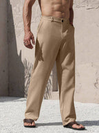 Lurenne | Men’s Beige Linen Pants – Modern Versatility and Relaxed Elegance