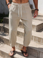 Lurenne | Men’s Khaki Cotton Pants – Effortless Versatility and Refined Comfort
