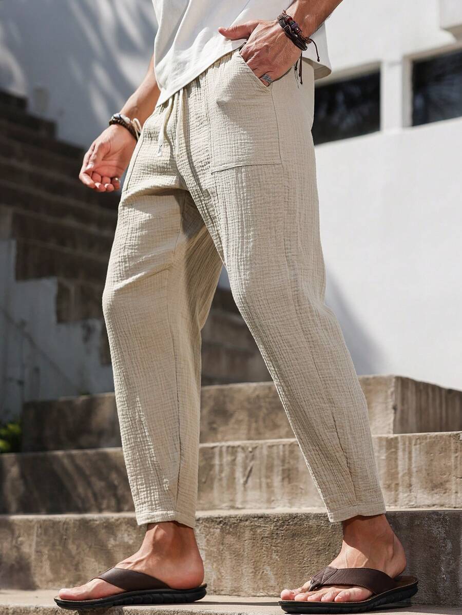 Lurenne | Men’s Khaki Cotton Pants – Effortless Versatility and Refined Comfort