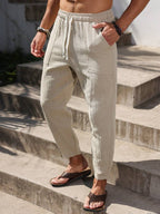 Lurenne | Men’s Khaki Cotton Pants – Effortless Versatility and Refined Comfort