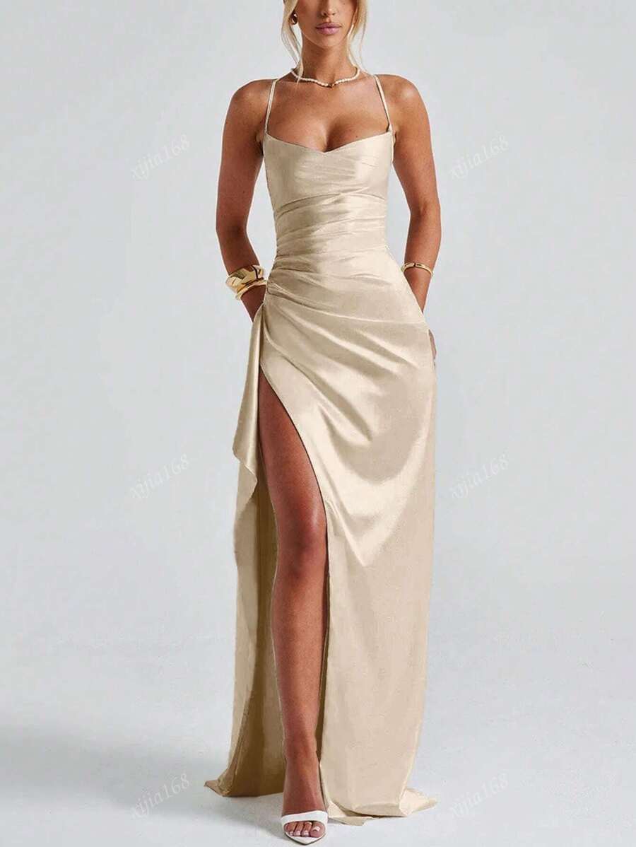Lurenne | Strapless Satin Gown – Radiant Elegance and Sculpted Sophistication