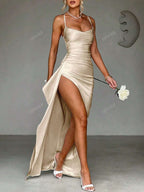 Lurenne | Strapless Satin Gown – Radiant Elegance and Sculpted Sophistication
