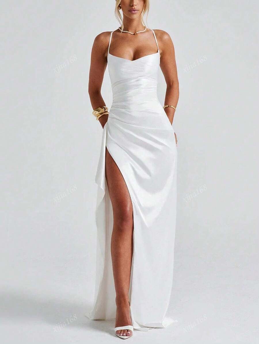 Lurenne | Strapless Satin Gown – Radiant Elegance and Sculpted Sophistication