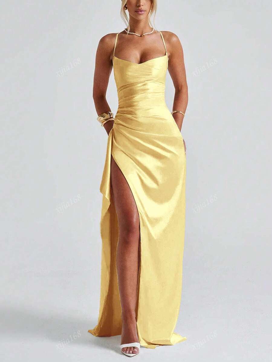 Lurenne | Strapless Satin Gown – Radiant Elegance and Sculpted Sophistication