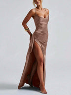 Lurenne | Strapless Satin Gown – Radiant Elegance and Sculpted Sophistication